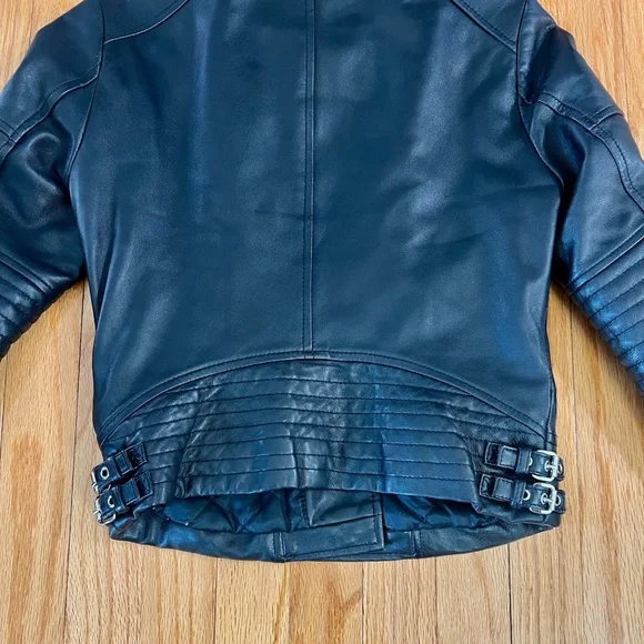Michael Kors black Moto Lambs Leather Jacket XS - Picture 6 of 13